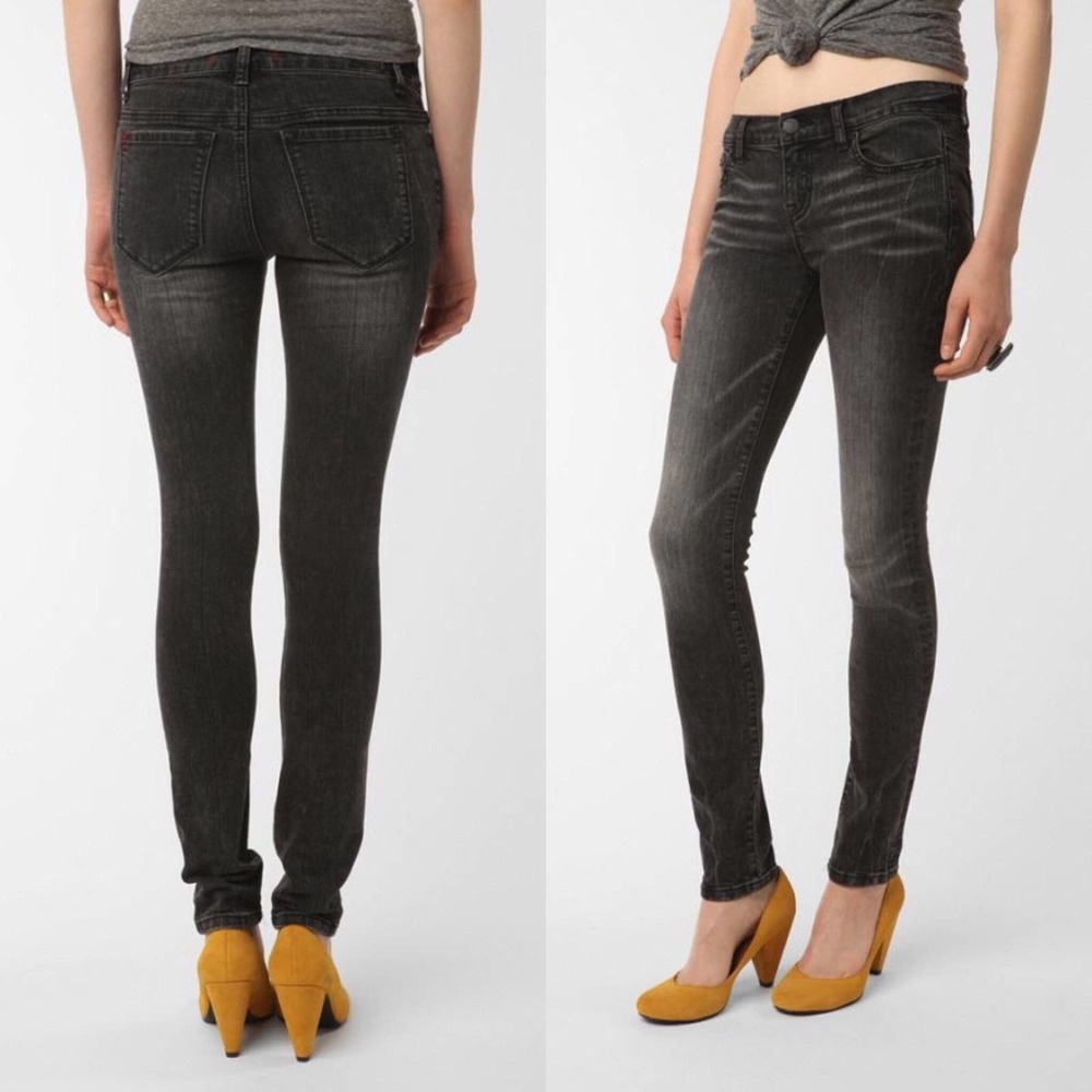Urban Outfitters BDG Cigarette Mid Rise Jeans Faded Grey Black size 27